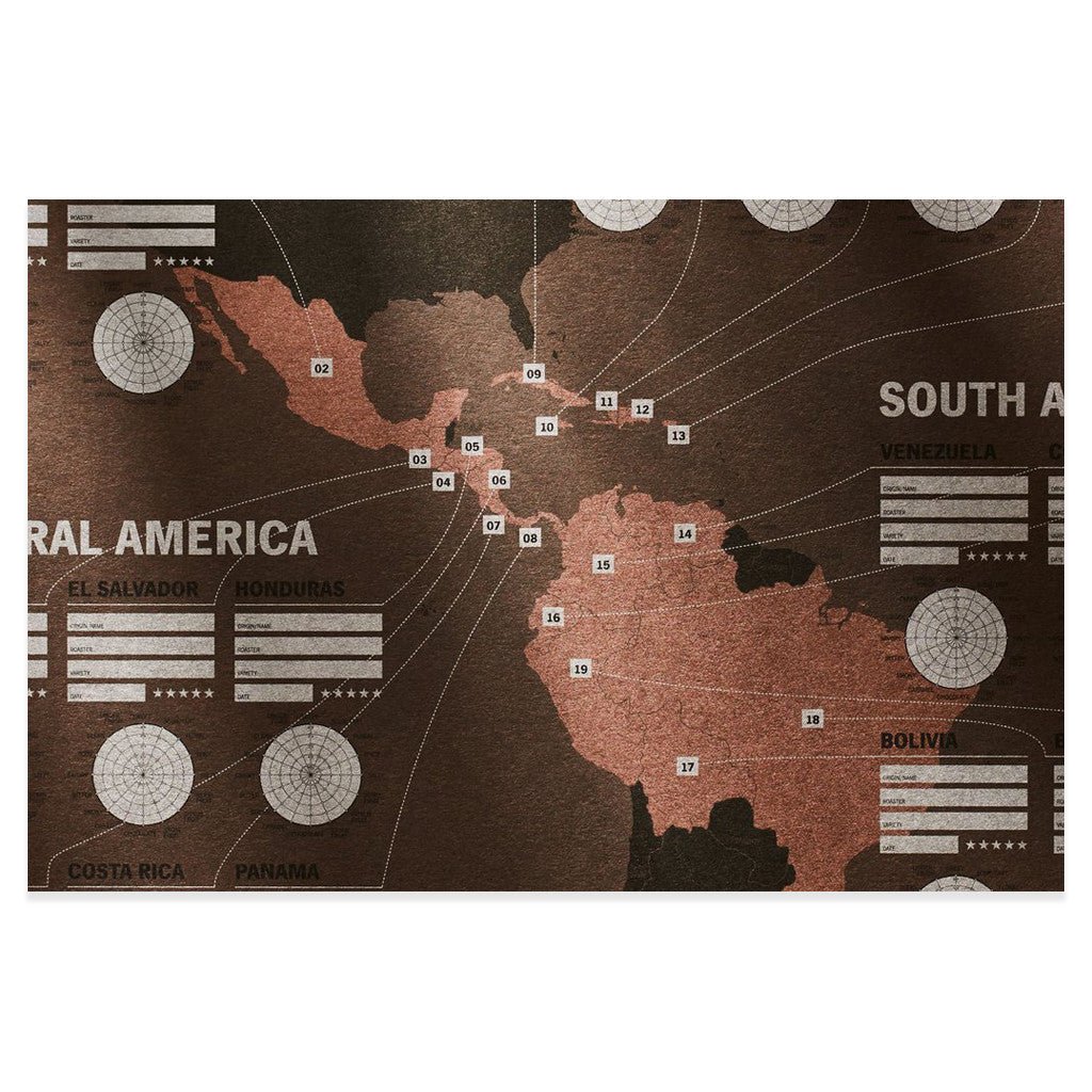 Coffee Tasting Map - Around the World in 40 Cups - Barista Supplies Coffee Tasting Map - Around the World in 40 Cups - Barista Supplies