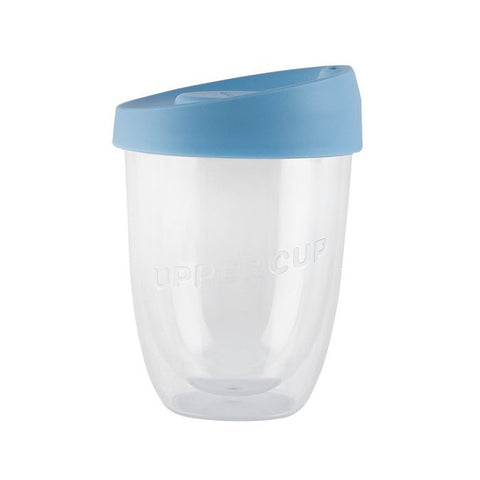 12oz Clear Uppercup with Blue Lid - Barista Supplies