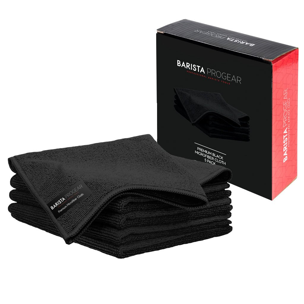 Barista Progear 5 Premium Black Microfiber Cloths - Barista Supplies