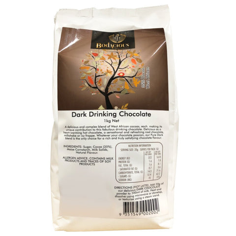 Bodacious Pure Dark Drinking Chocolate 1Kg - Barista Supplies