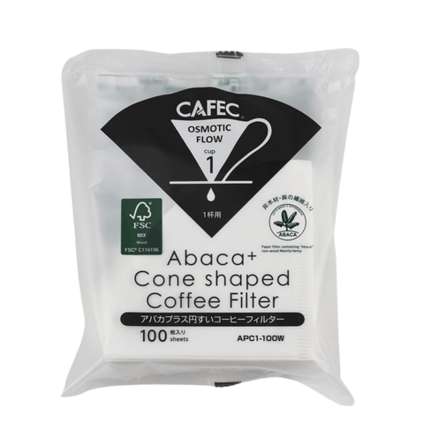 Cafec 1 Cup Abaca Plus Filter Paper 100 Pack - Barista Supplies