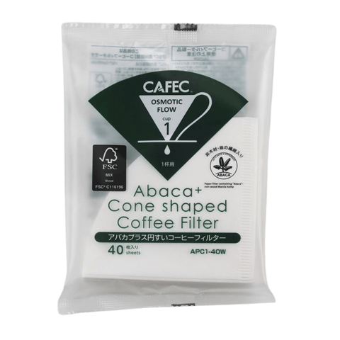 Cafec 1 Cup Abaca Plus Filter Paper 40 Pack - Barista Supplies