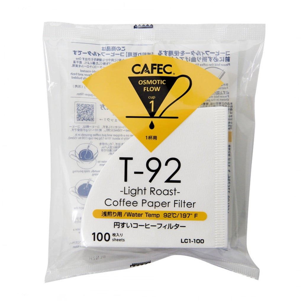 Cafec 1 Cup Light Roast Filter Paper 100 Pack - Barista Supplies