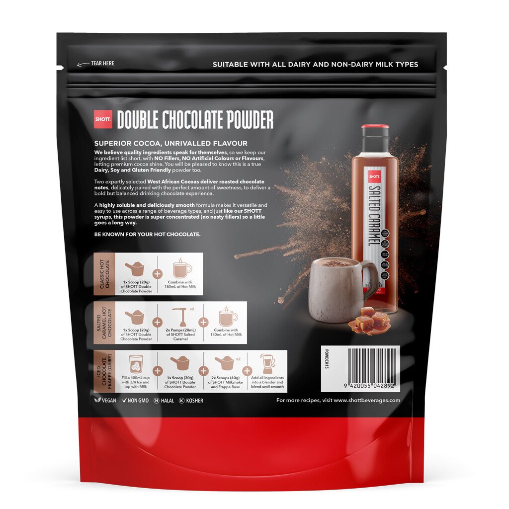 Shott Double Chocolate Powder Dairy Free 1.5kg - Barista Supplies